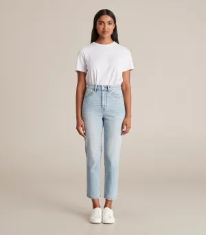 popular  Hayley Super High Rise Crop Length Slim Leg Denim Jeans - PaleIndigo