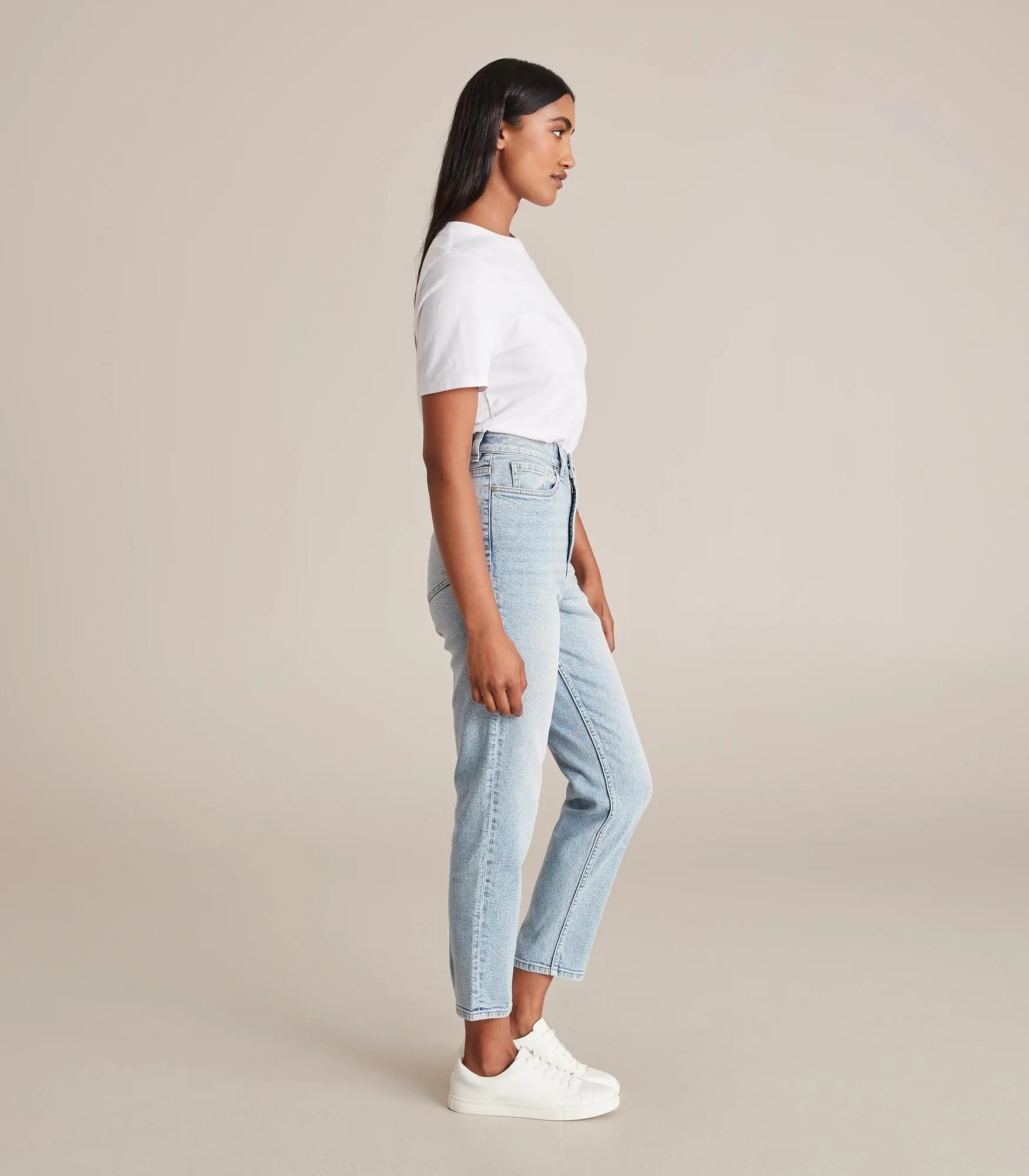 popular  Hayley Super High Rise Crop Length Slim Leg Denim Jeans - PaleIndigo
