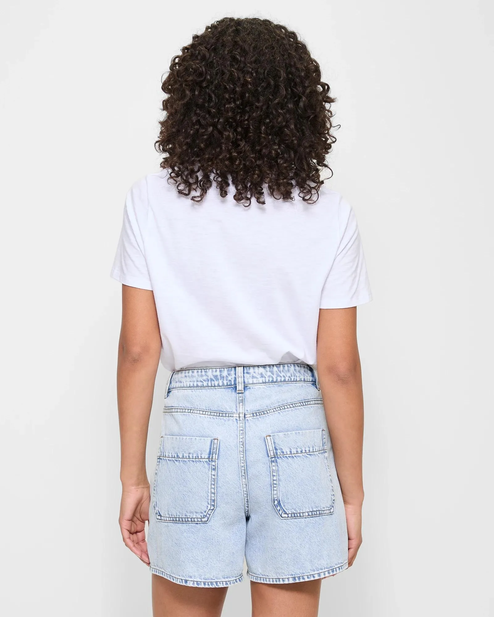 popular  High Rise A-Line Denim Shorts - Island Blue