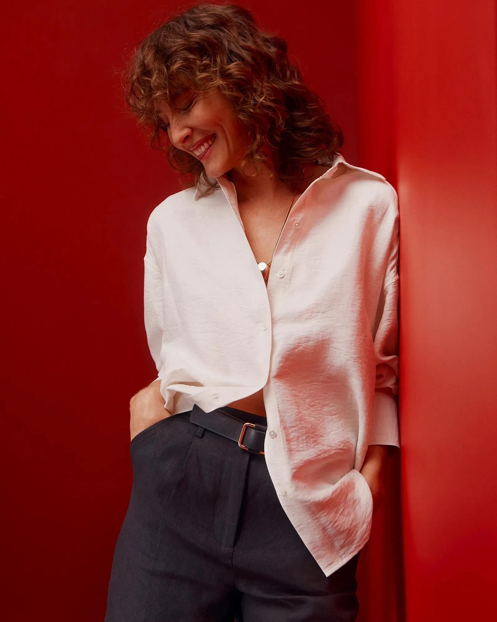 popular  Linen Blend Relaxed Shirt - Preview - Cloud Dancer