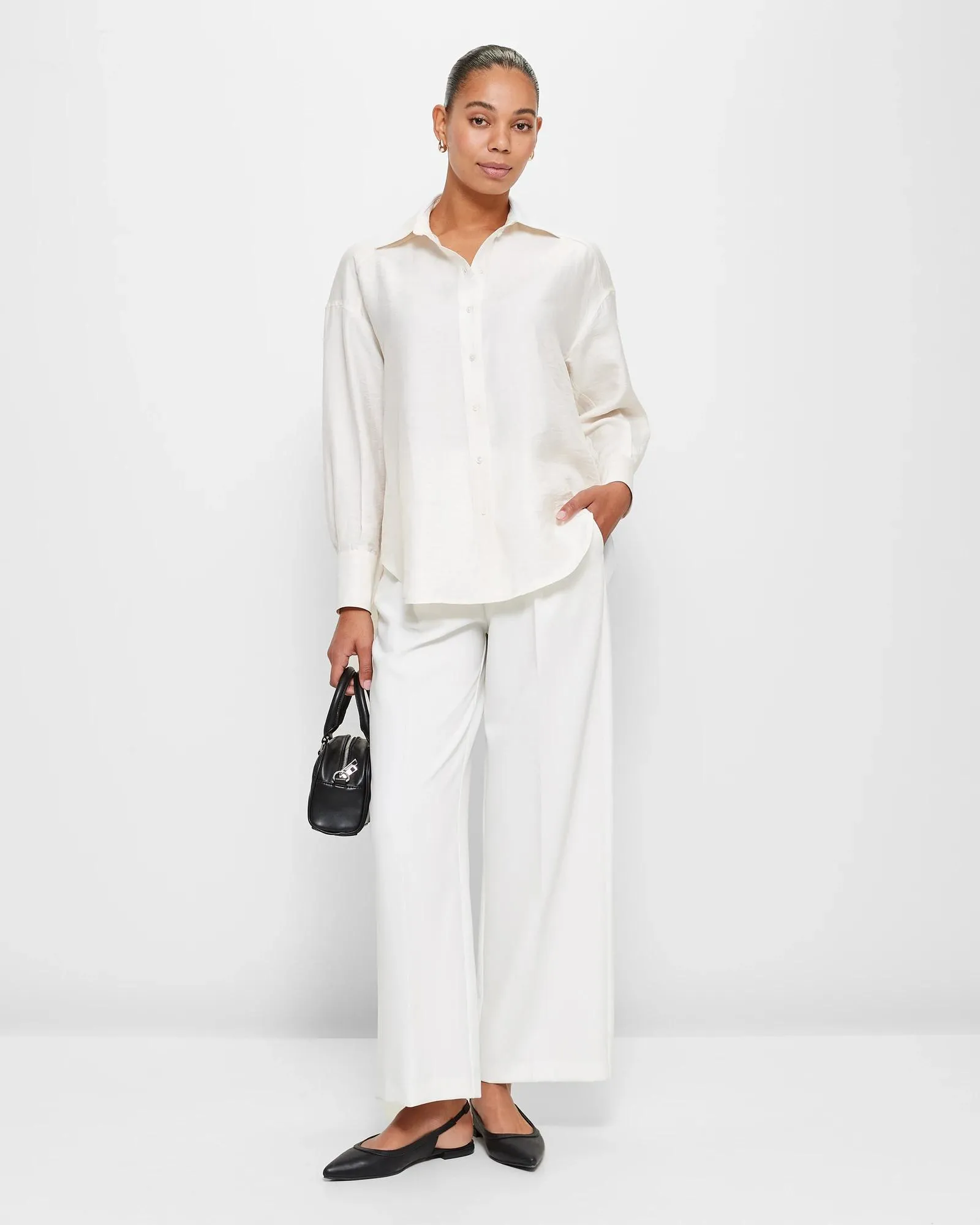popular  Linen Blend Relaxed Shirt - Preview - Cloud Dancer