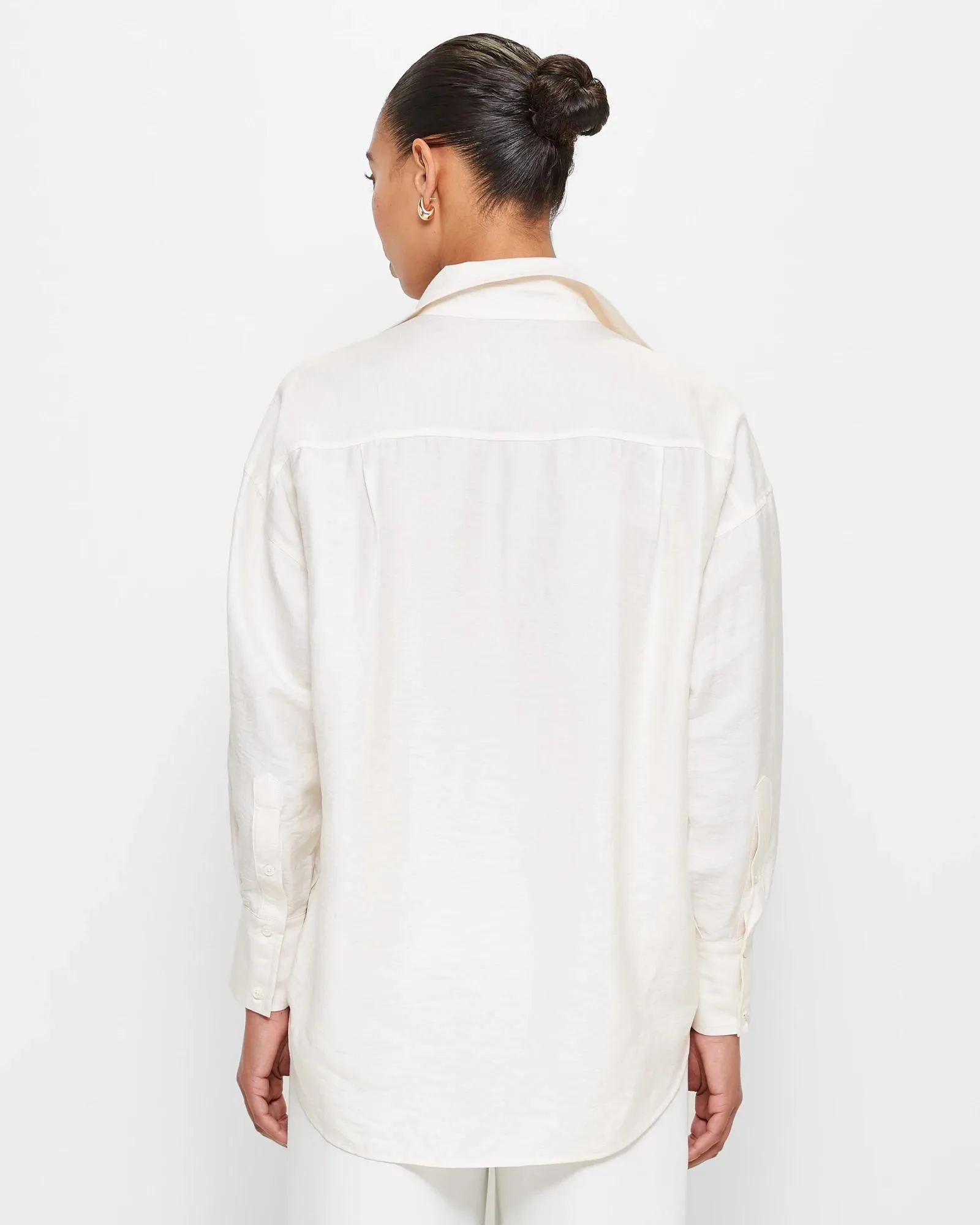 popular  Linen Blend Relaxed Shirt - Preview - Cloud Dancer