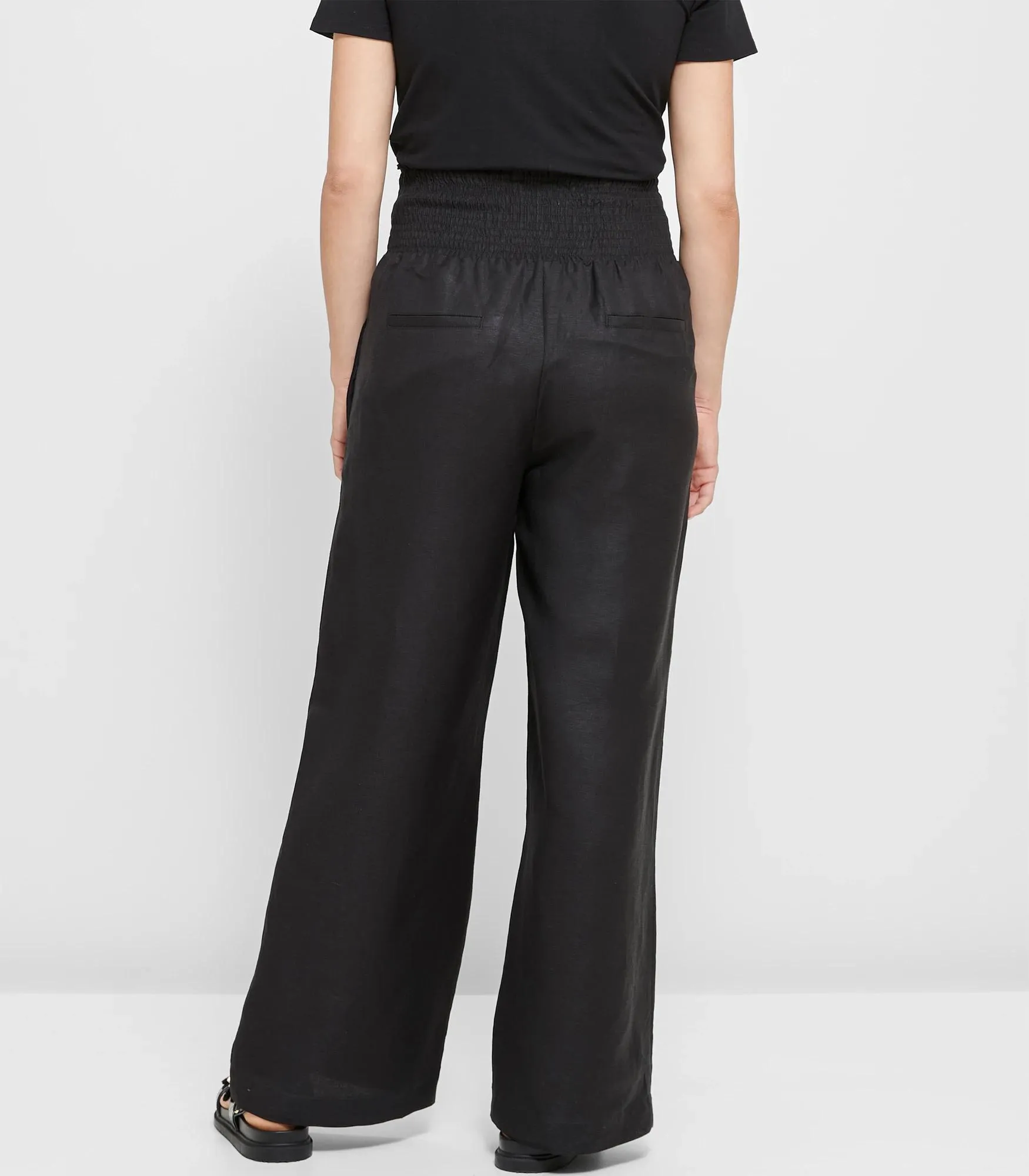 popular  Maternity European Linen Blend Shirred Waist Pants