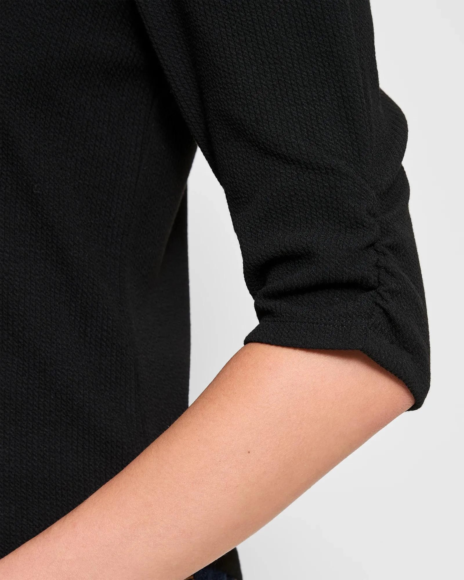 popular  Ruched Sleeve Top - Black