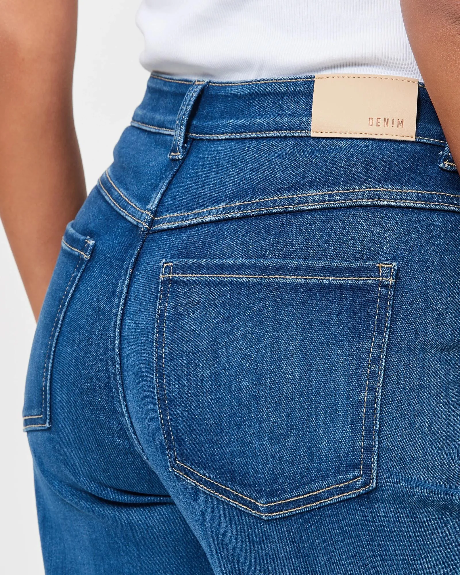 popular  Shape Your Body Super High Rise Full Length Wide Leg Denim Jeans - Imperial Blue