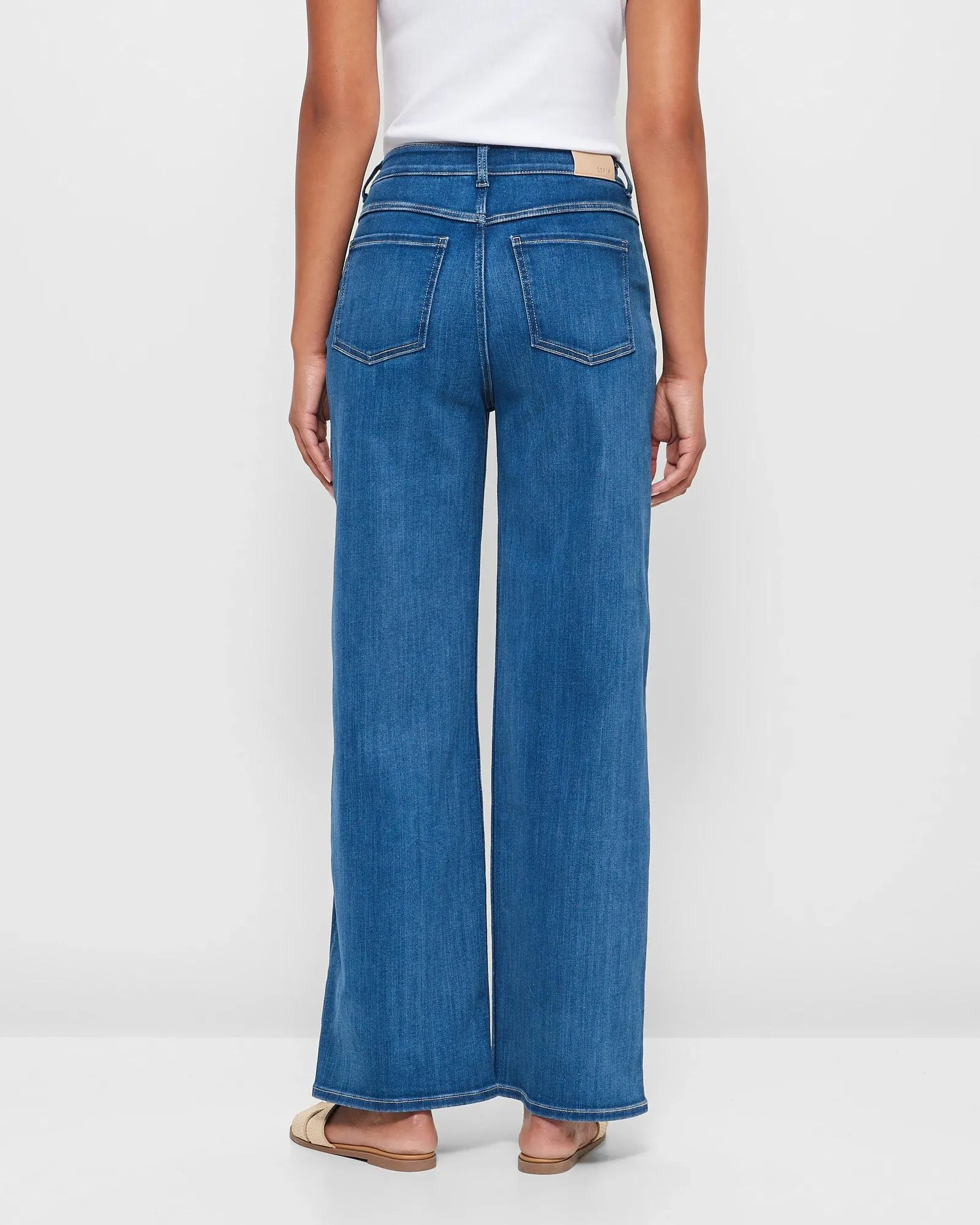 popular  Shape Your Body Super High Rise Full Length Wide Leg Denim Jeans - Imperial Blue
