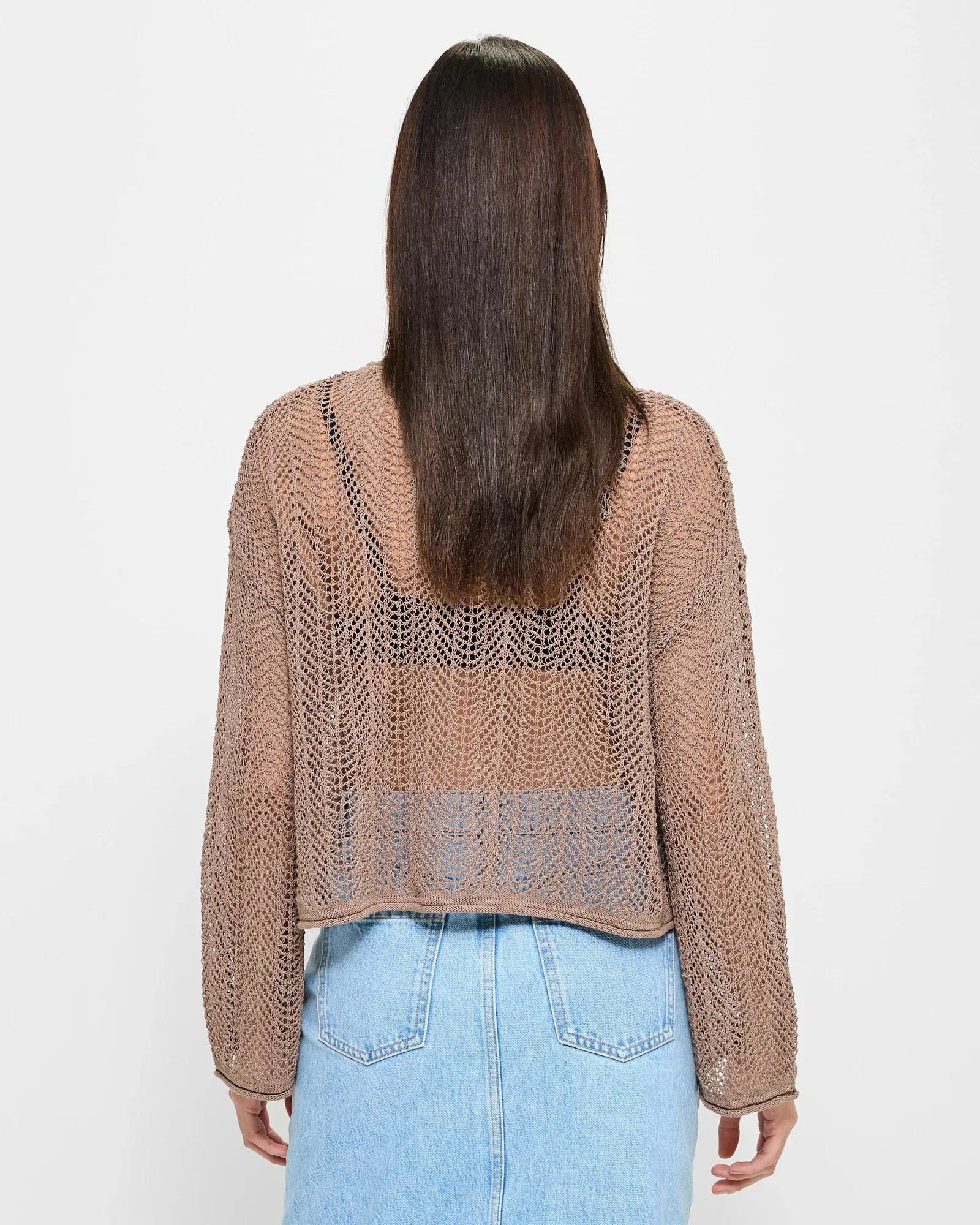 popular  Slouchy Crochet Jumper - Lily Loves - Fossil