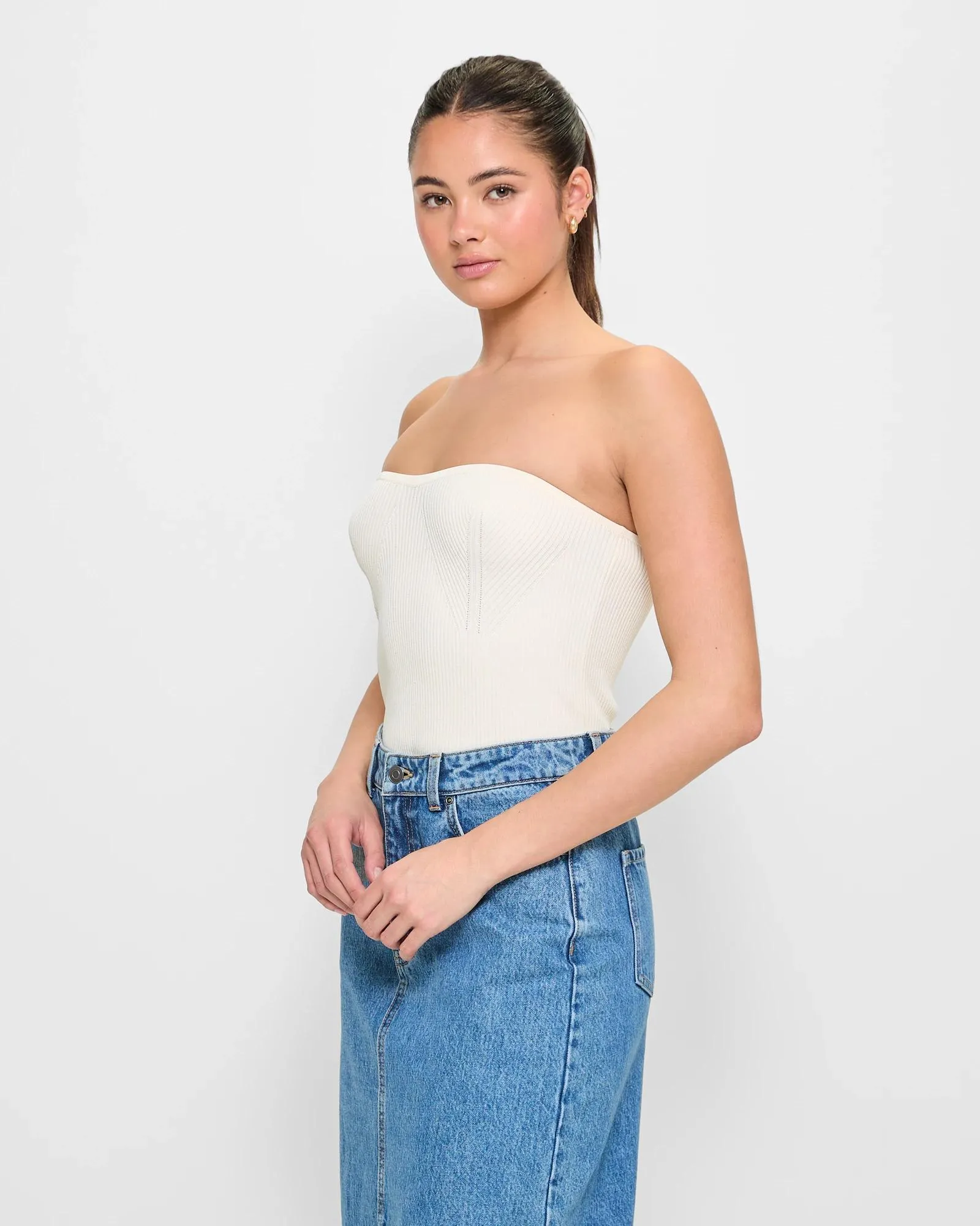 popular  Strapless Knit Top - Lily Loves - Antique