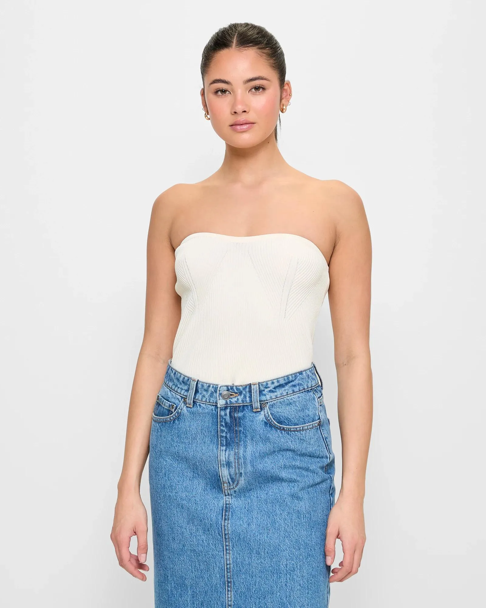 popular  Strapless Knit Top - Lily Loves - Antique