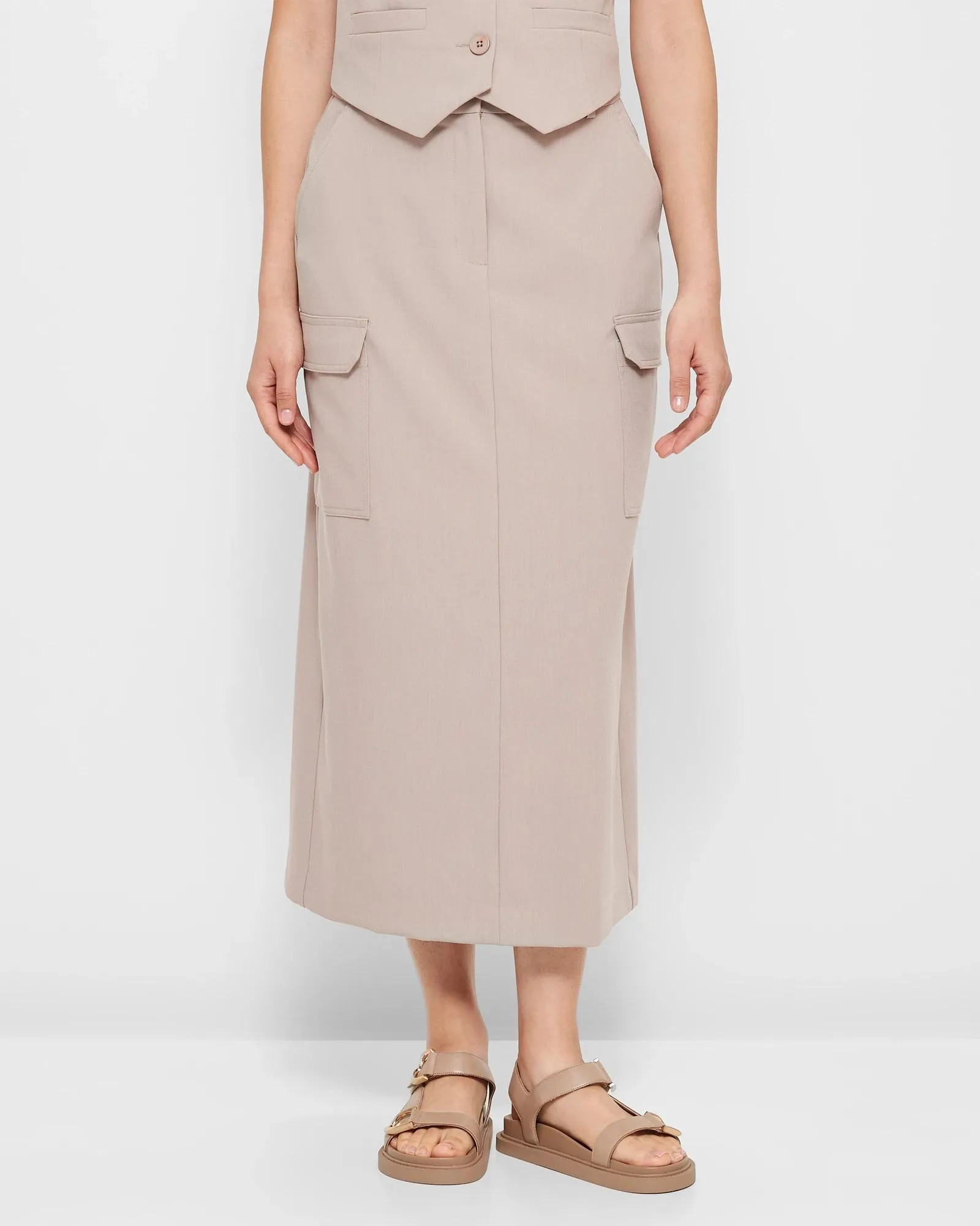 popular  Tailored Cargo Midi Skirt - Preview - Mushroom