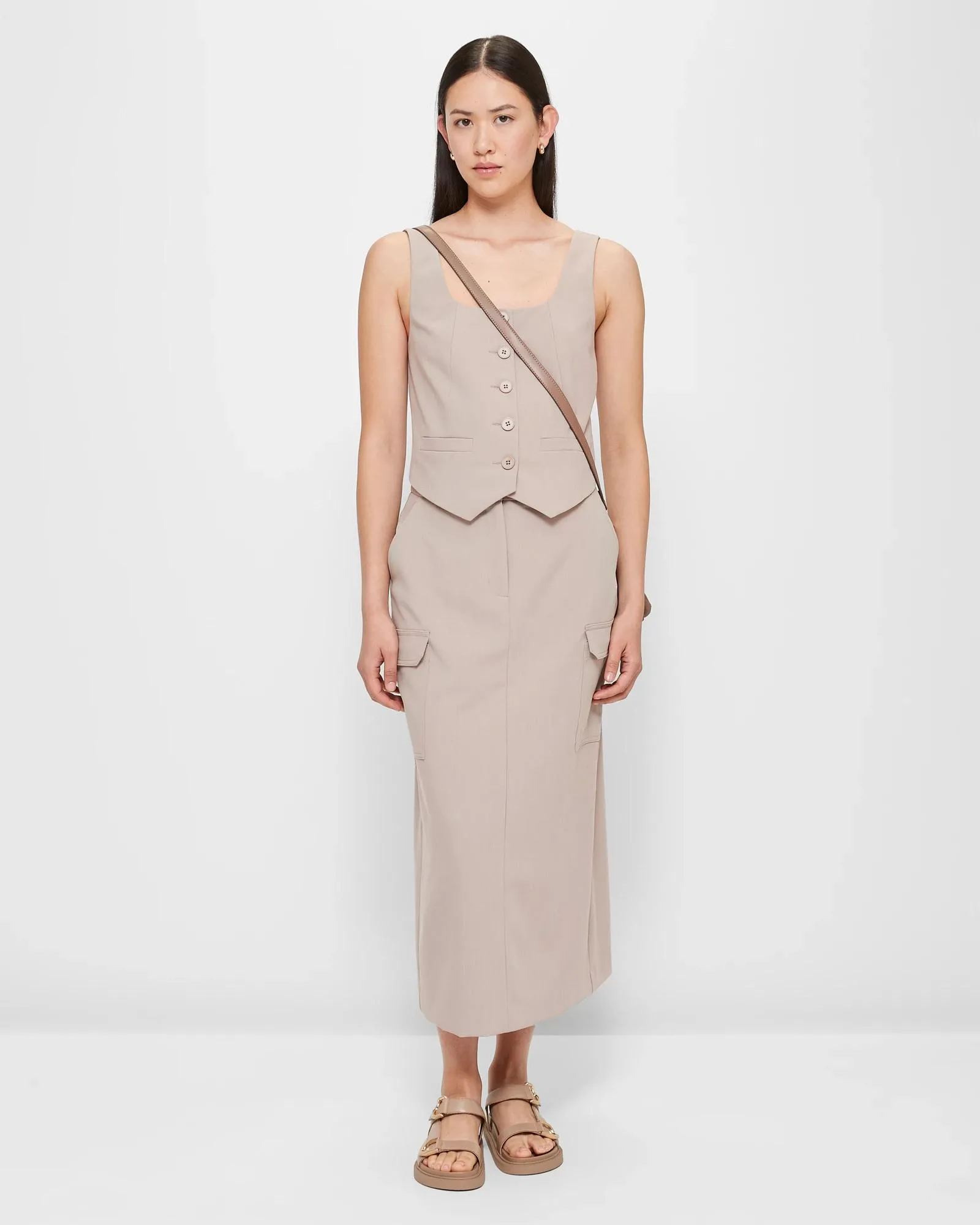 popular  Tailored Cargo Midi Skirt - Preview - Mushroom