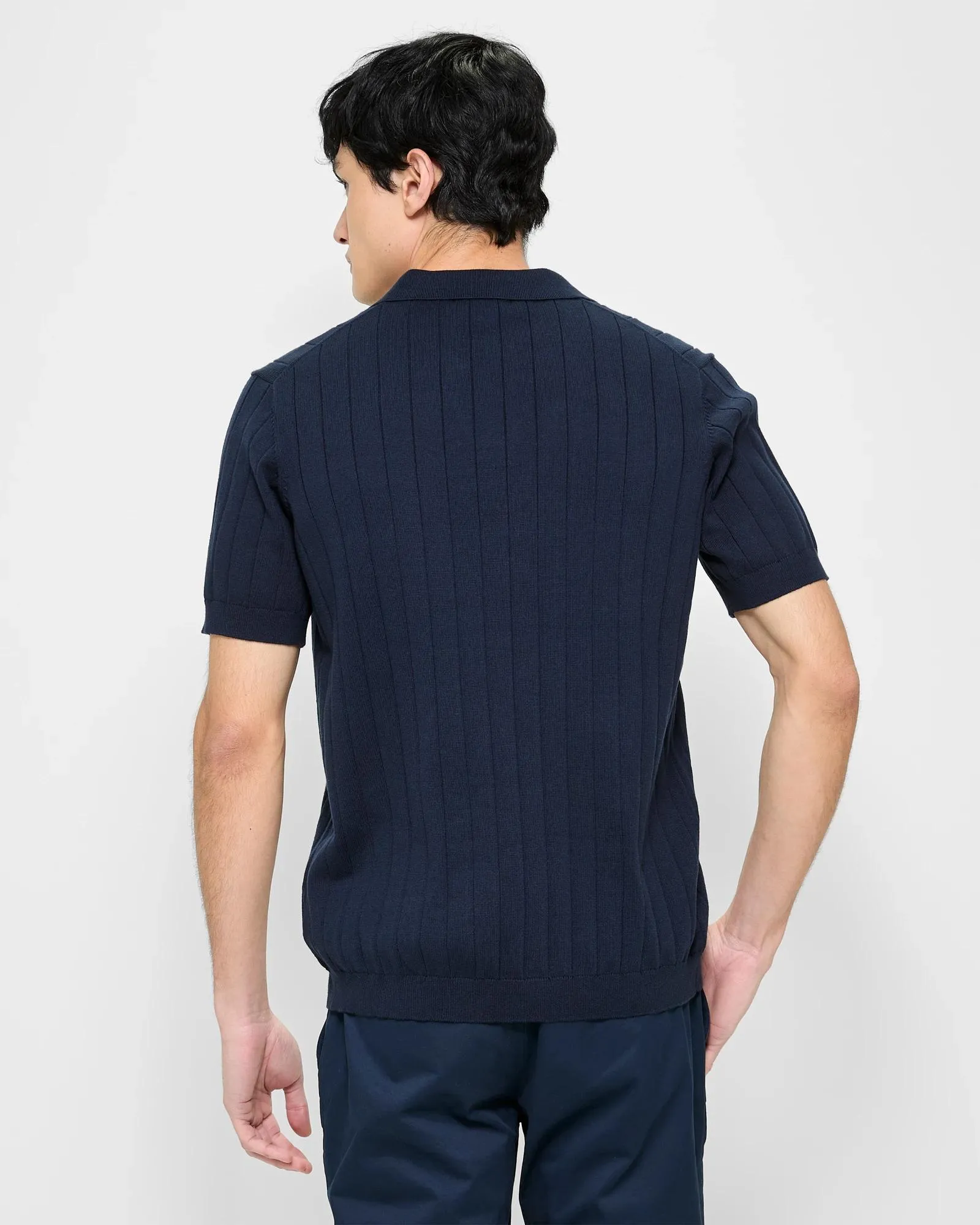 popular  Trophy Neck Polo Top - Preview - Navy Blue