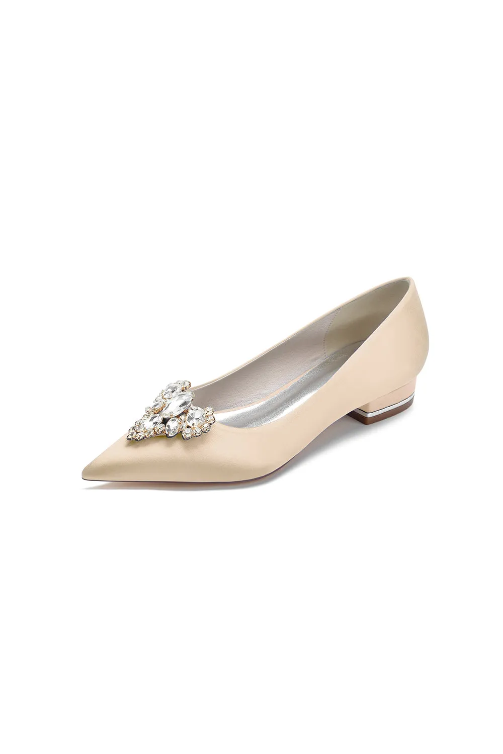 Pretty Pointed Toe Rhinestone Kitten Heels