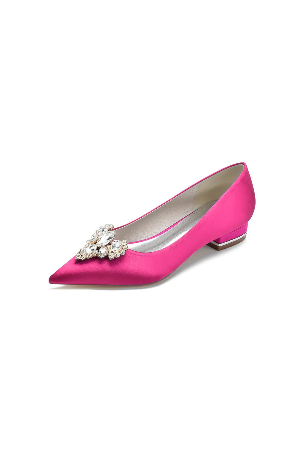 Pretty Pointed Toe Rhinestone Kitten Heels