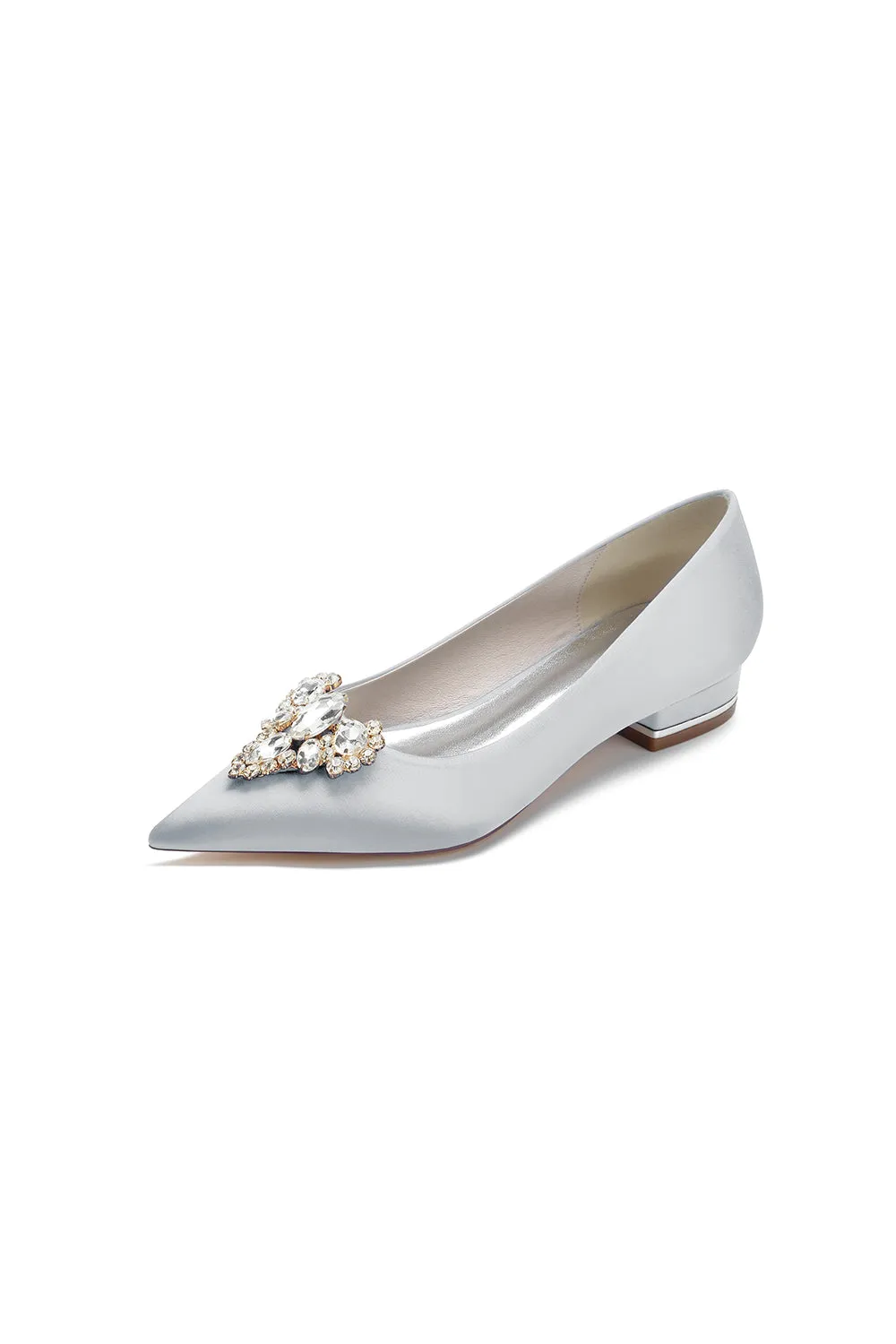 Pretty Pointed Toe Rhinestone Kitten Heels