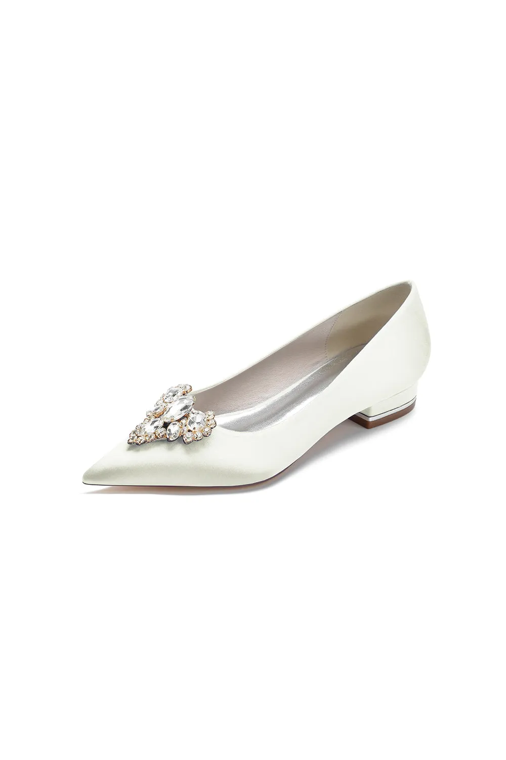 Pretty Pointed Toe Rhinestone Kitten Heels
