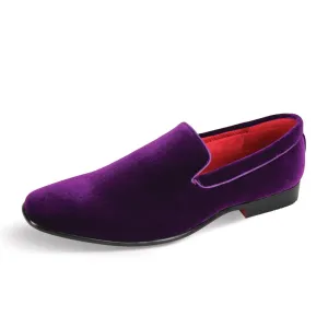 Purple Men's Plain Velvet Slip-On Shoes Formal Design Style No: 7011