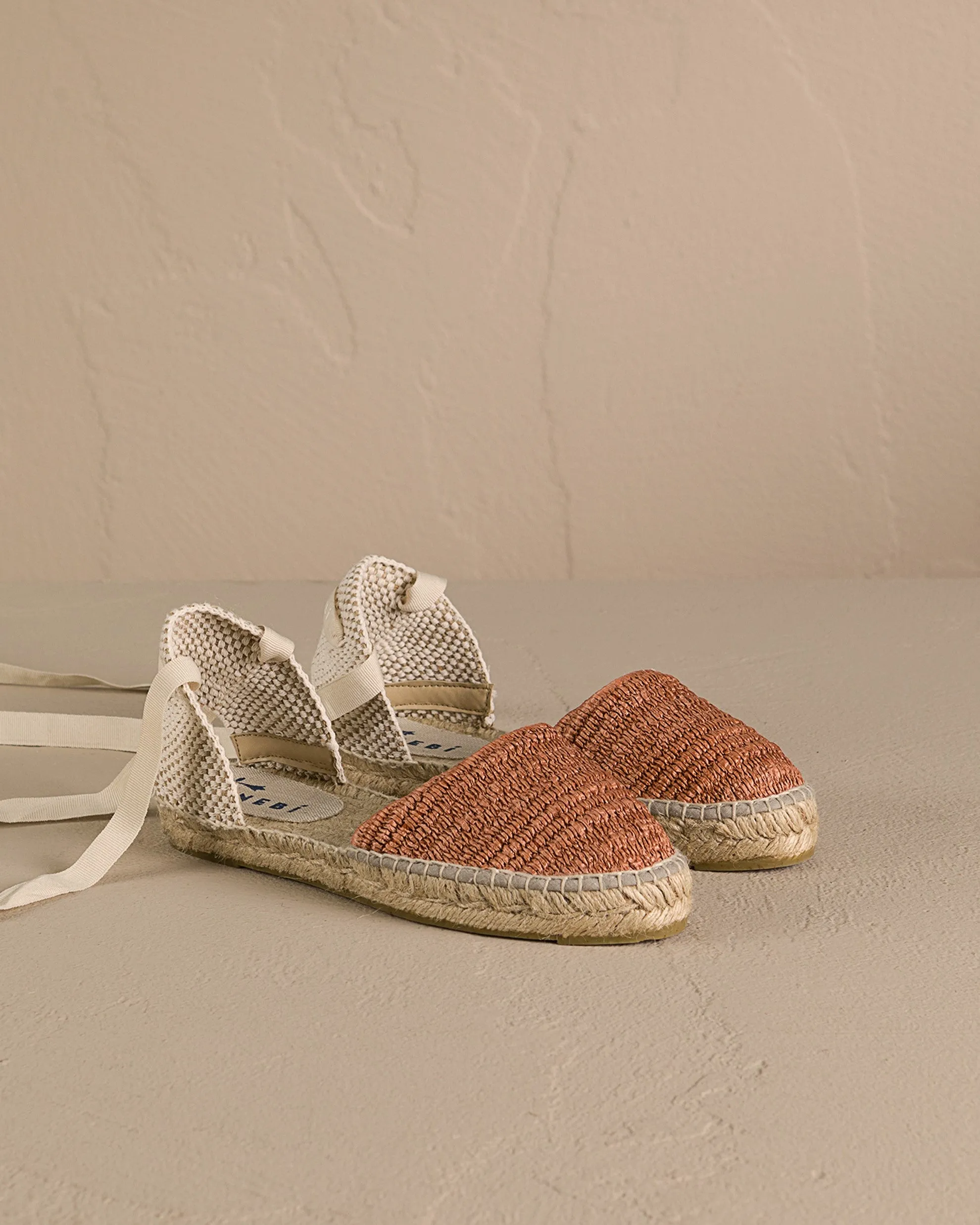 Raffia Stripes Flat Valenciana Espadrilles - G09P0 - Yucatán Orange Rust