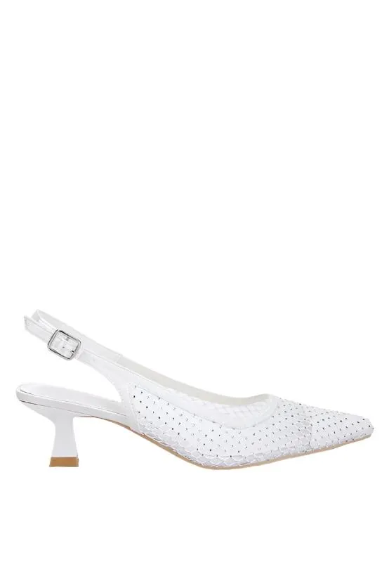 Rhinestone Slingback Kitten Heels