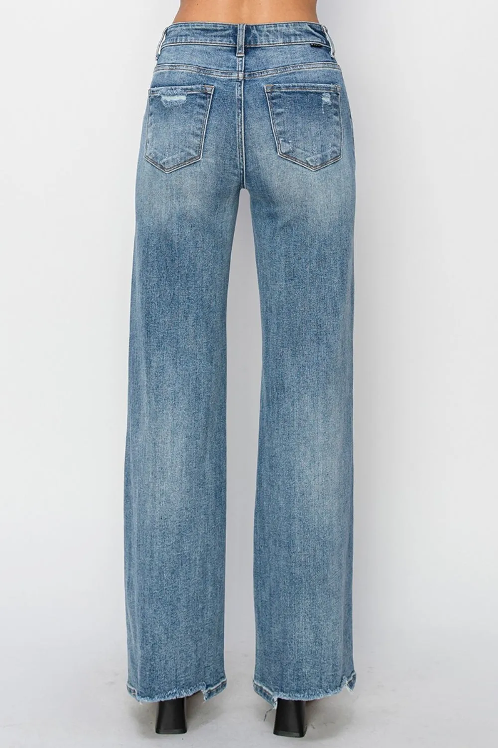 RISEN Elly High Waist Distressed Wide Leg Jeans