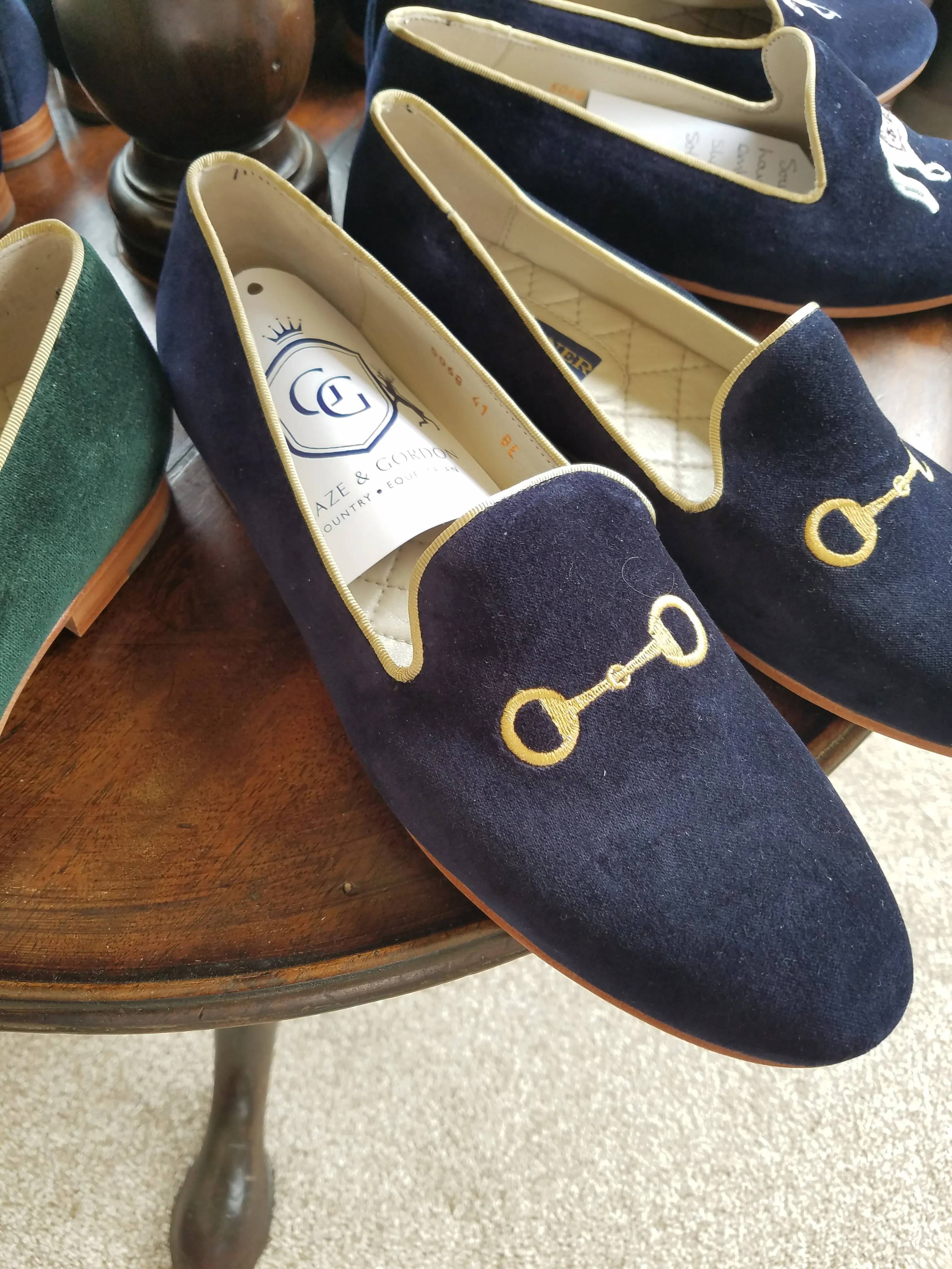 Rönner Mimosa Snaffle Navy & Gold Velvet Loafer