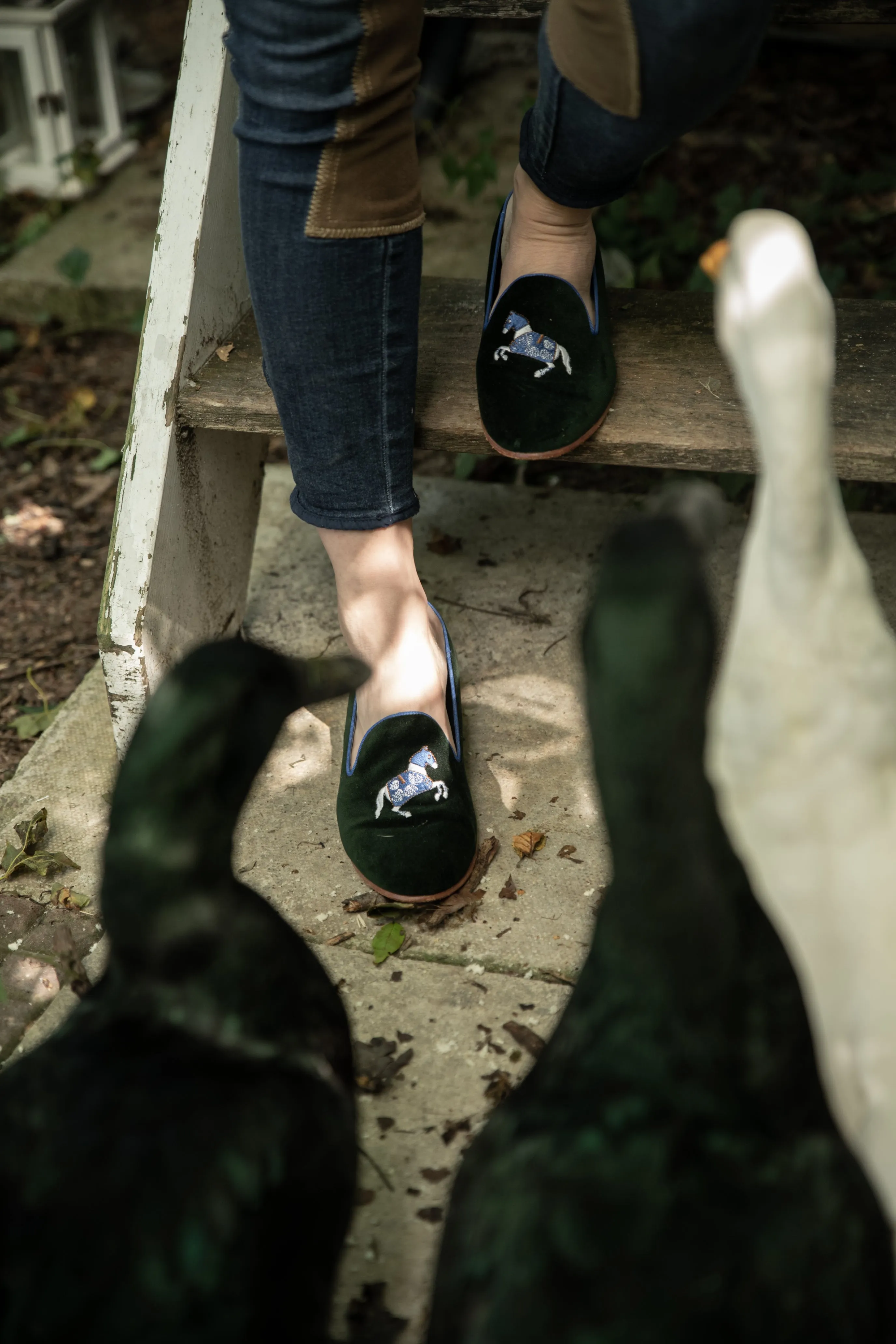 Rönner Mimosa Snaffle Navy & Gold Velvet Loafer