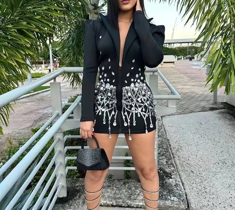 Sequin Studded Suit Dress