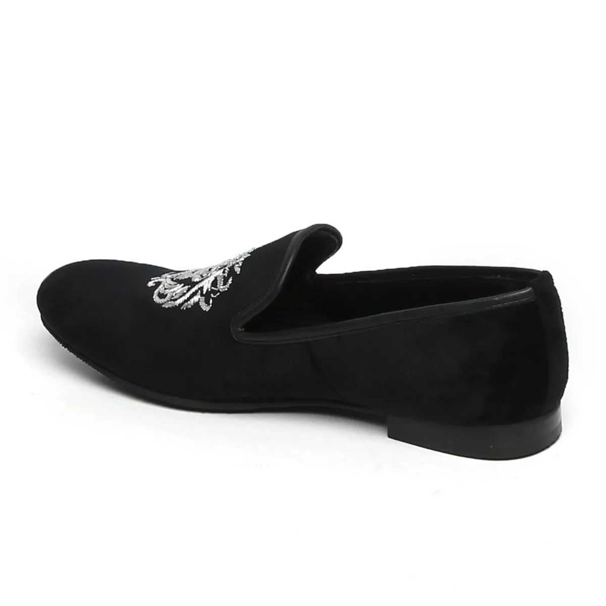 Silver Lion Zardosi Black Velvet Slip-On by Brune & Bareskin