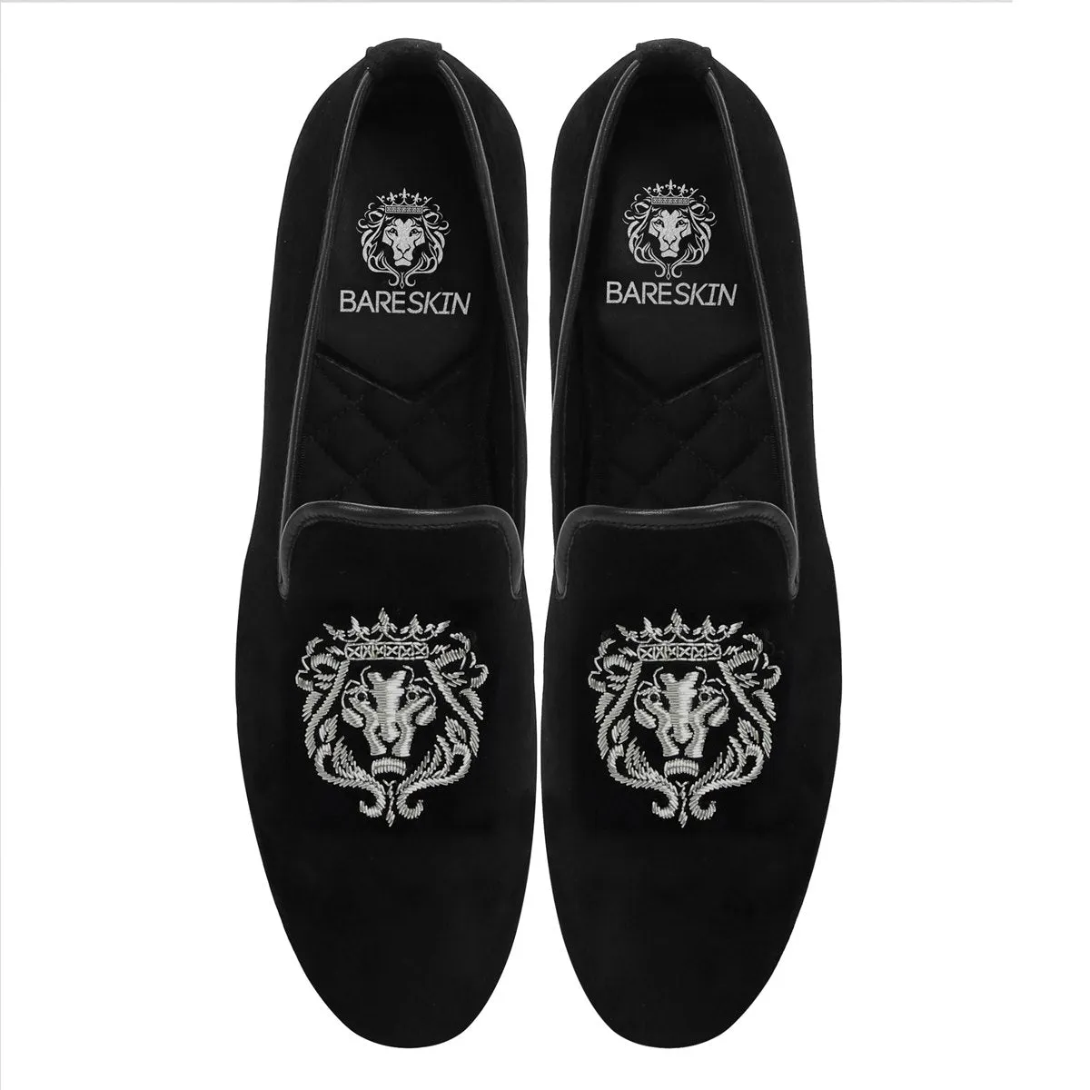 Silver Lion Zardosi Black Velvet Slip-On by Brune & Bareskin
