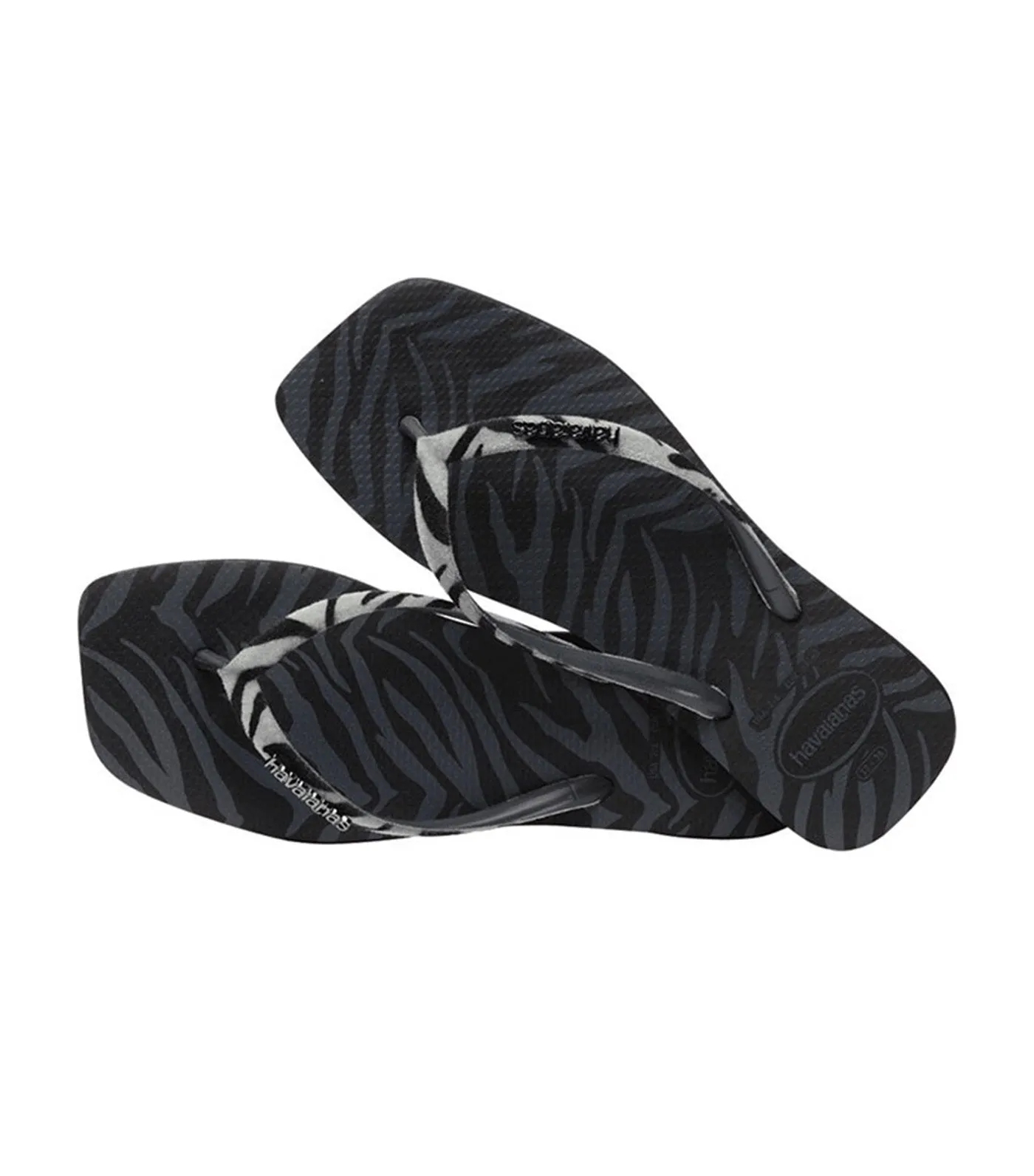 Slim Square Velvet Flip Flops Black