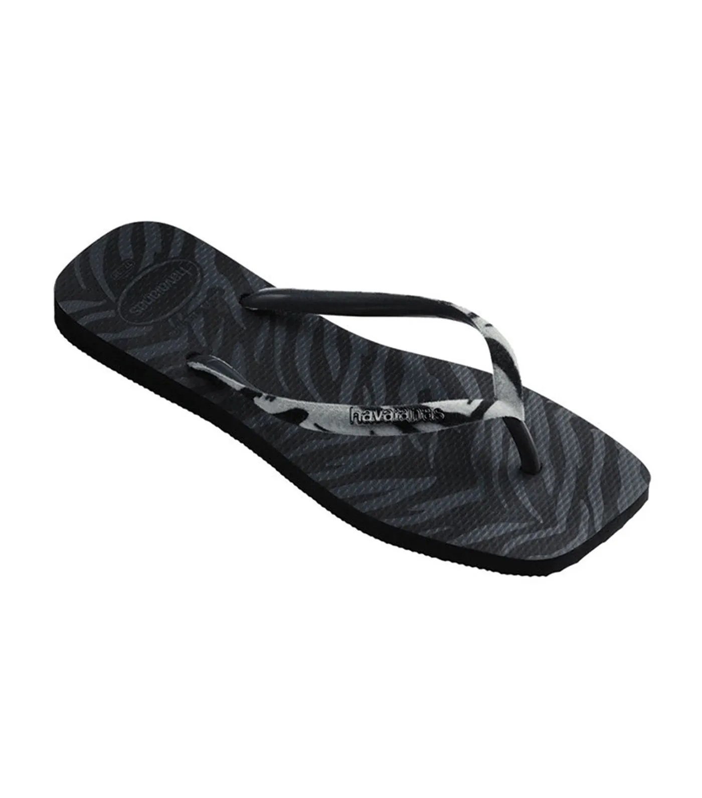 Slim Square Velvet Flip Flops Black
