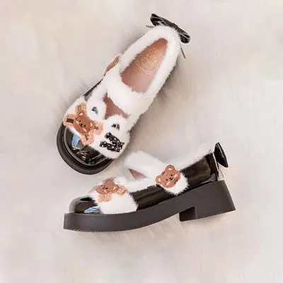 Sohiwoo Japanese Sweet Student Style Lolita Girl Shoes Jk Mary Jane Plus Velvet Cosplay Cub Candy Round Head Thick Sole 4.5 Cm Shoes