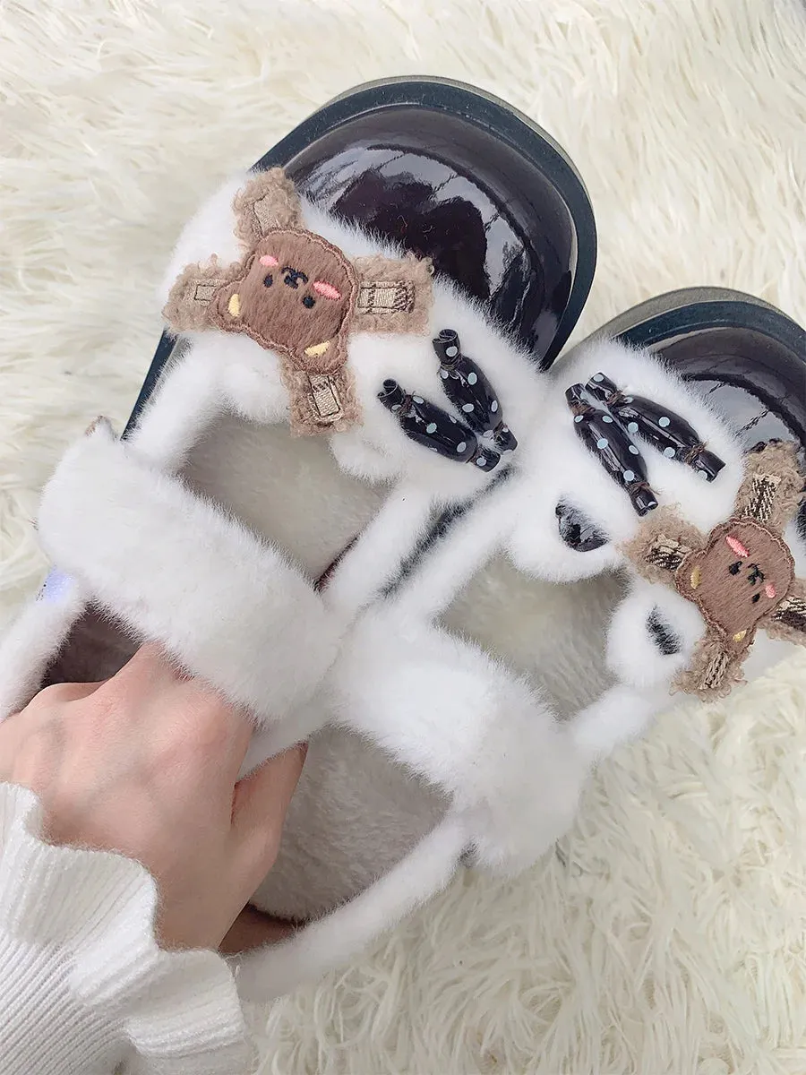 Sohiwoo Japanese Sweet Student Style Lolita Girl Shoes Jk Mary Jane Plus Velvet Cosplay Cub Candy Round Head Thick Sole 4.5 Cm Shoes
