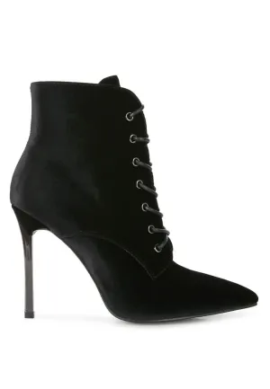 Sophisticated Velvet Stiletto Ankle Booties with Side Closure