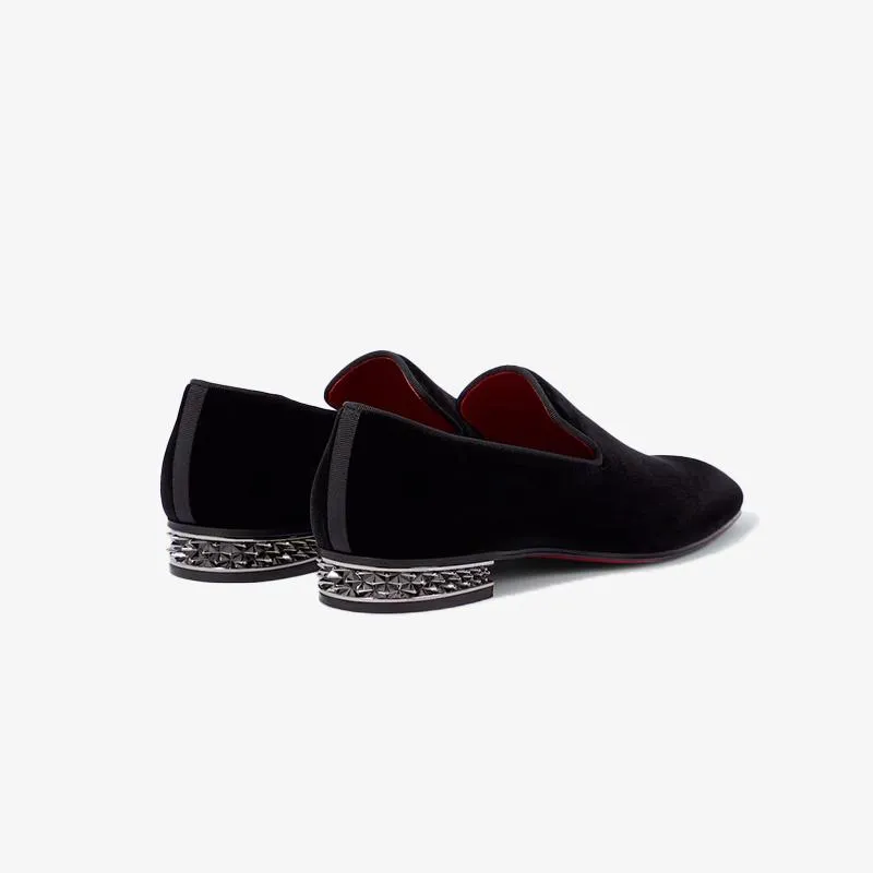 Spike-Heel Velvet Loafers Men Slip-ons