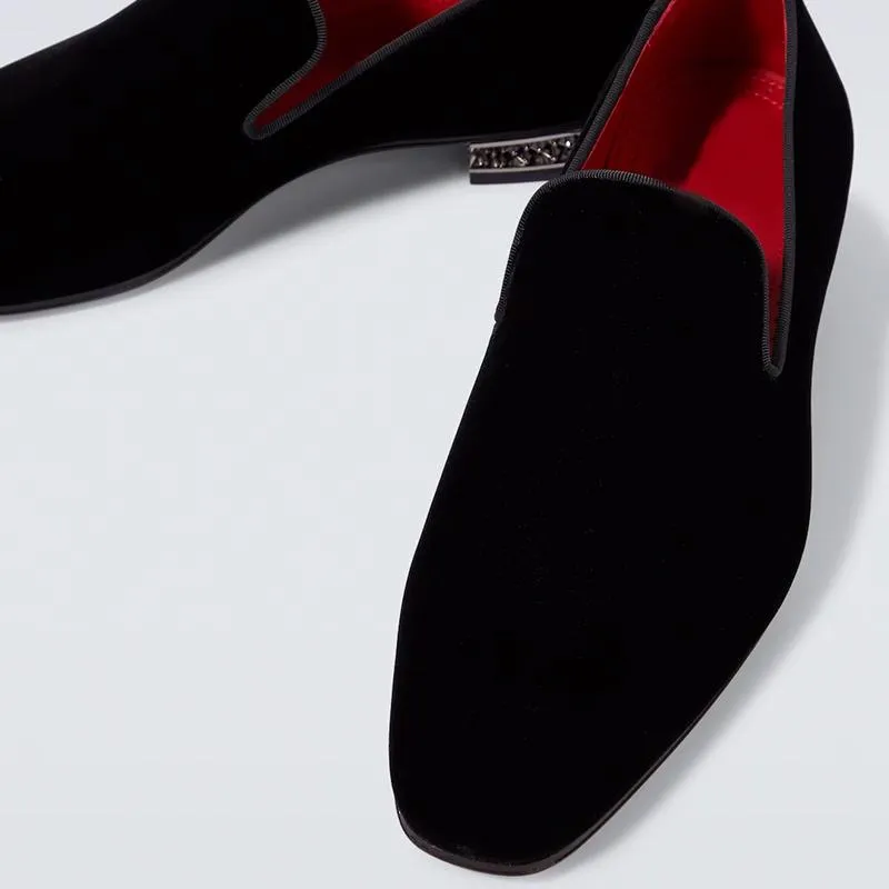 Spike-Heel Velvet Loafers Men Slip-ons