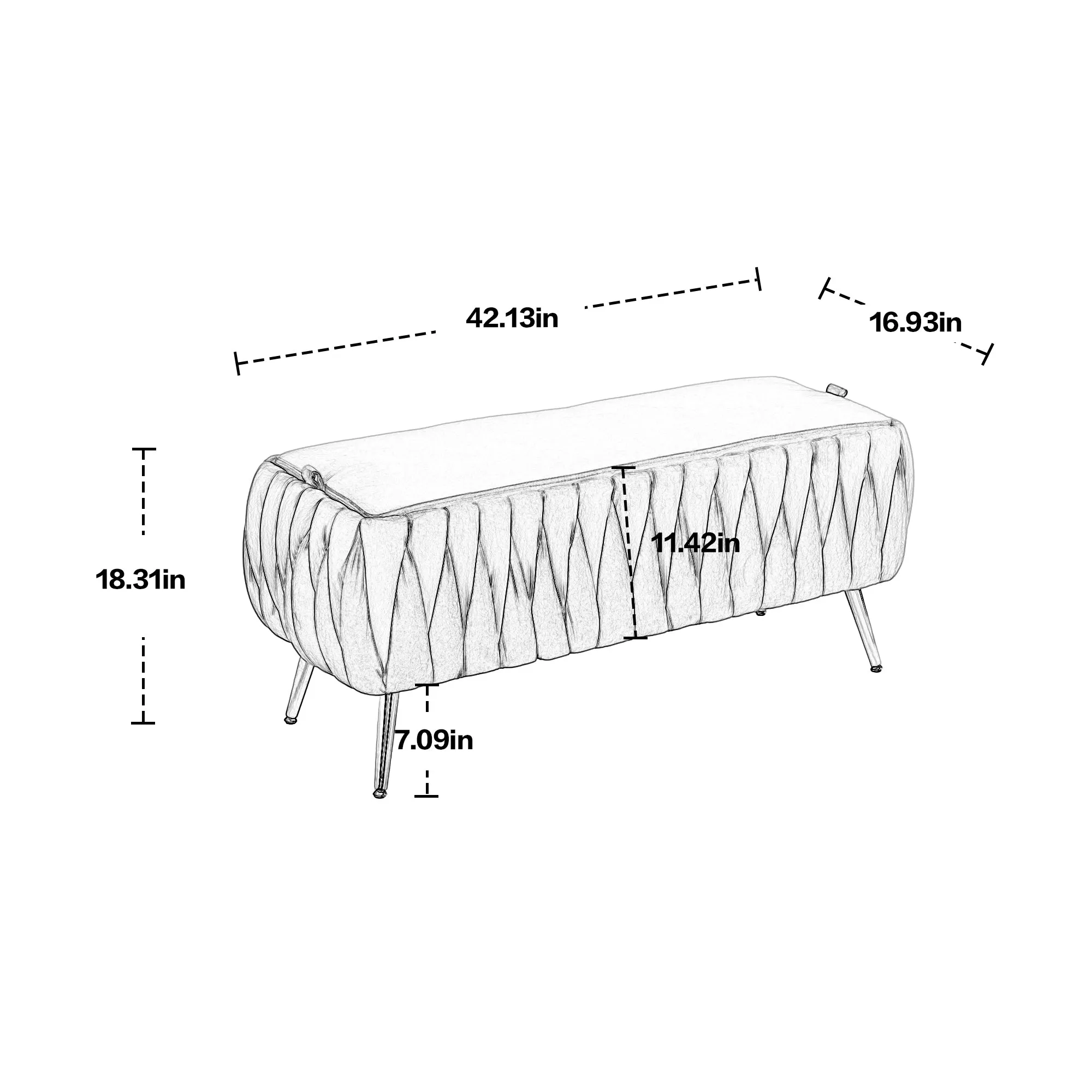 Storage Ottoman Bench - Black