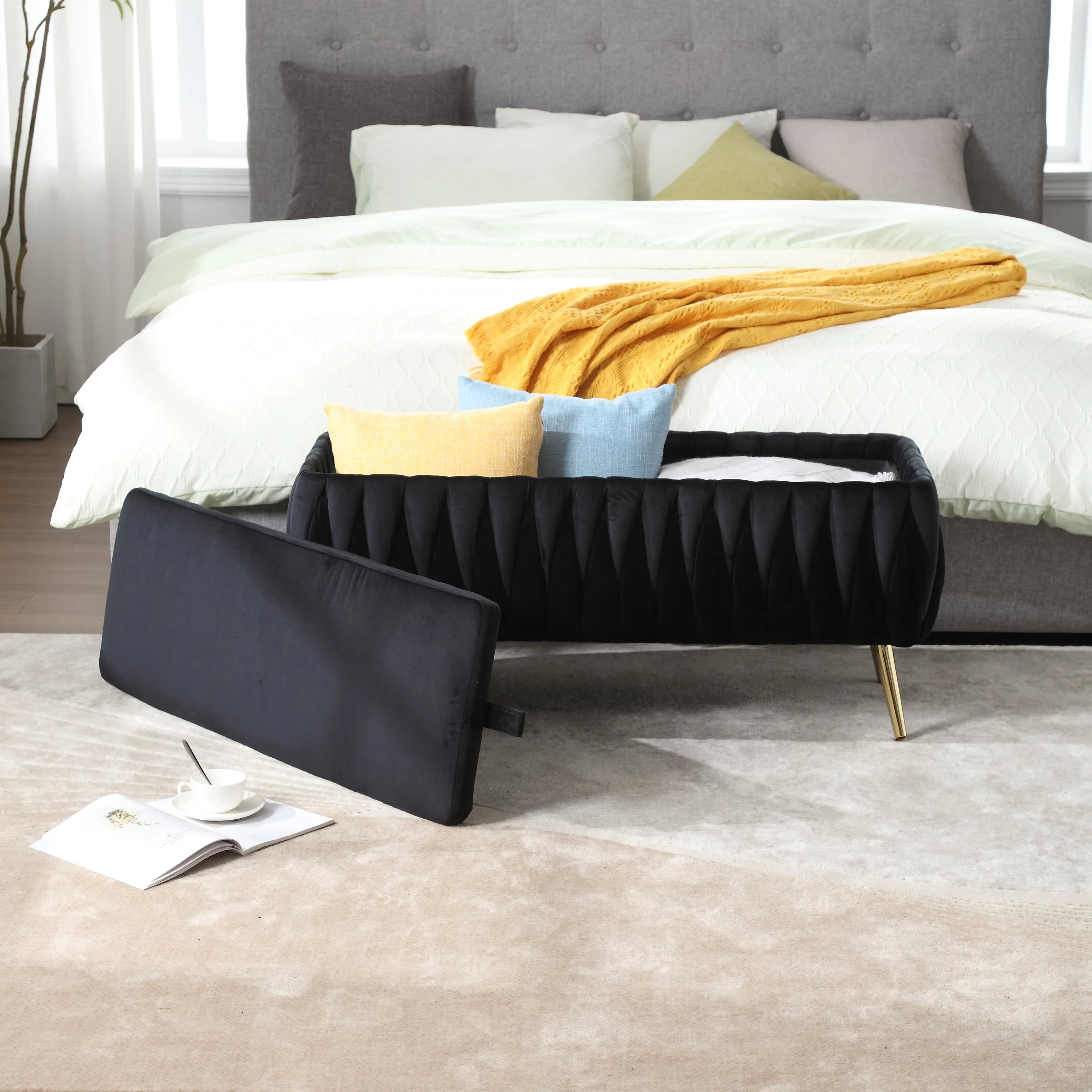Storage Ottoman Bench - Black