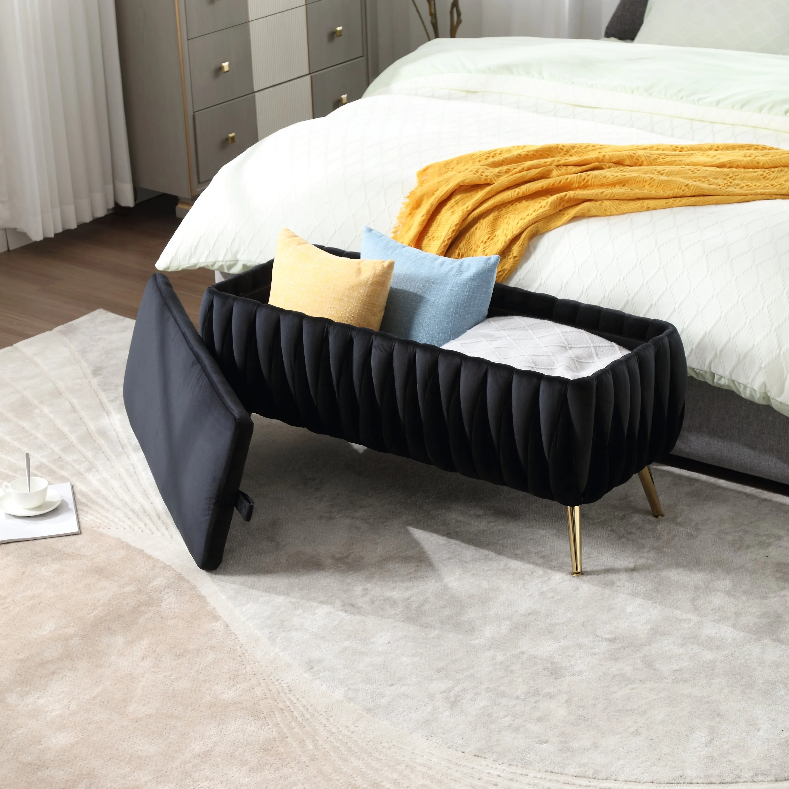 Storage Ottoman Bench - Black