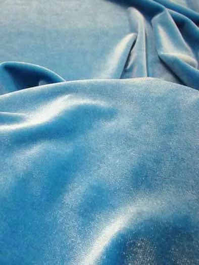 Stretch Velvet Velour Spandex 360 Grams Costume Fabric / Teal / Sold By The Yard