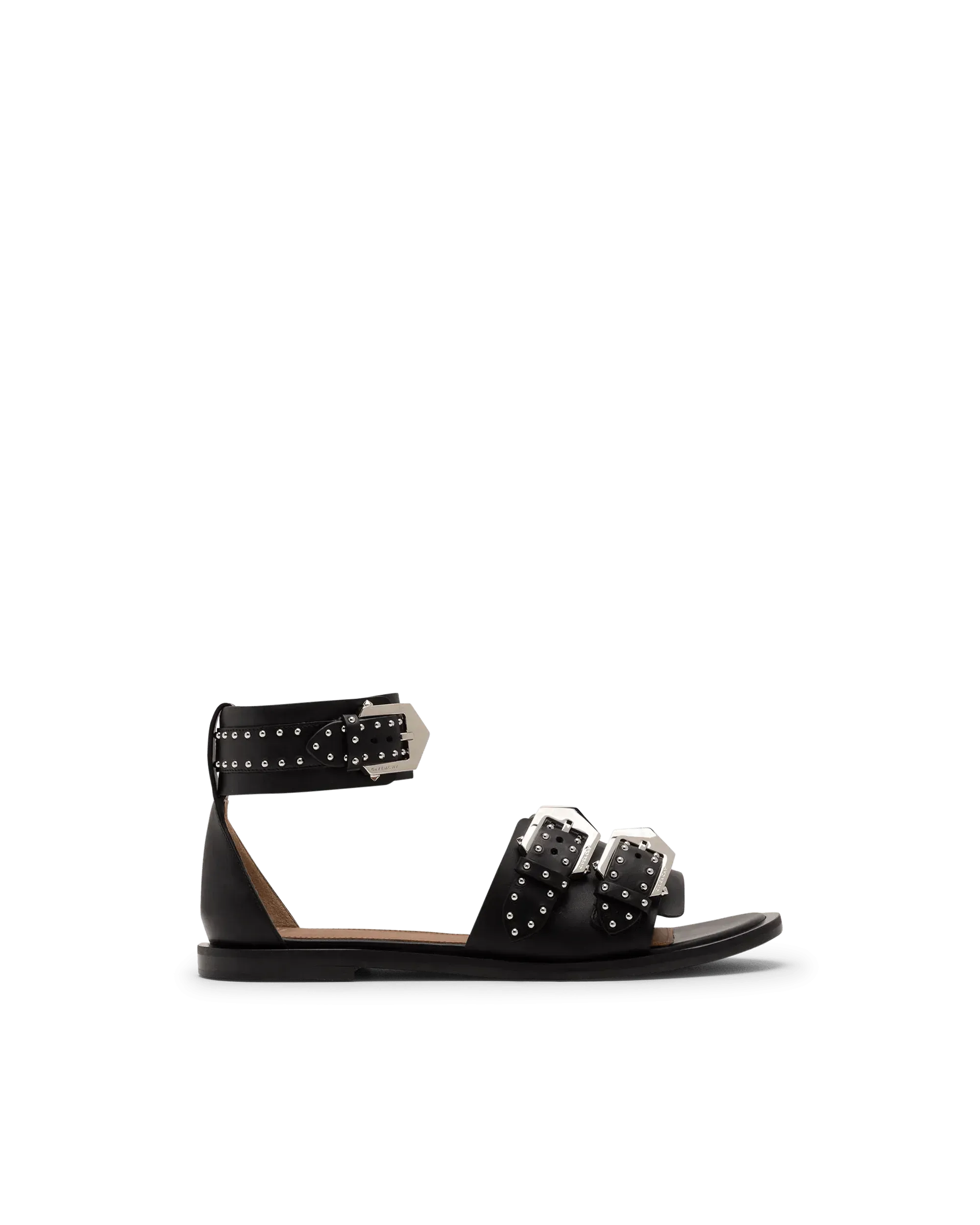 Studded Buckle Flat Sandals