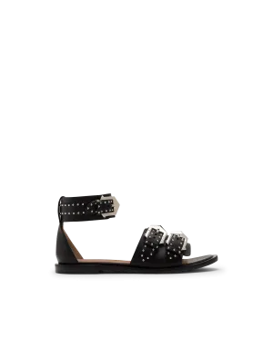 Studded Buckle Flat Sandals