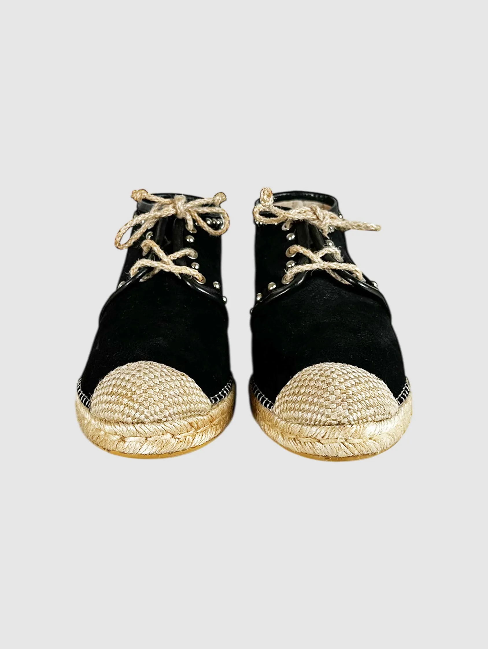 Studded Lace-Up Espadrilles - Size 9.5