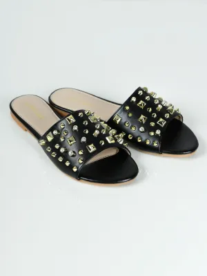 Studded Slides - Black