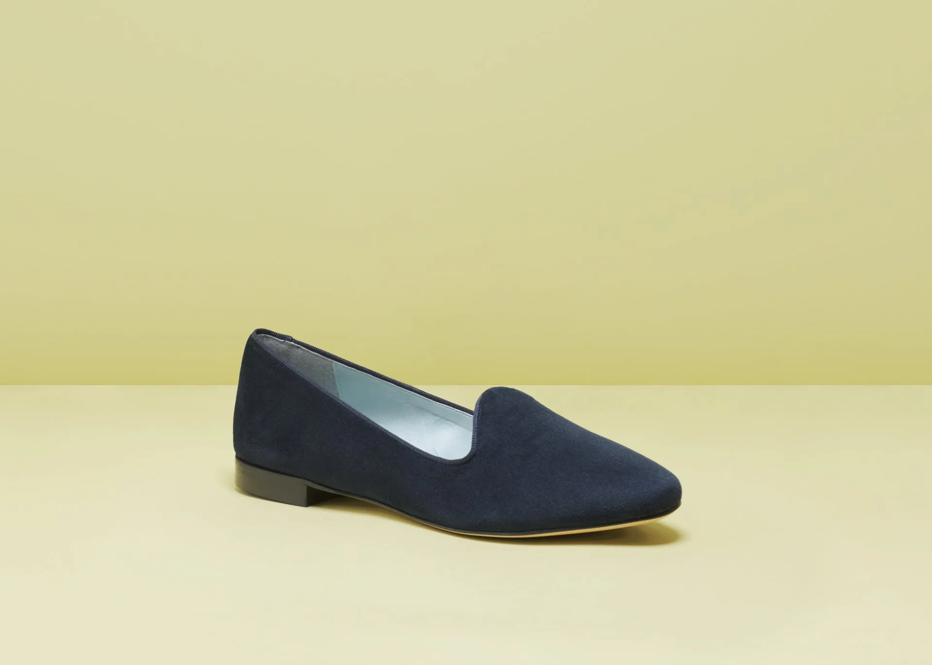 Tara Cotton Velvet Vegan Loafers | Navy Blue
