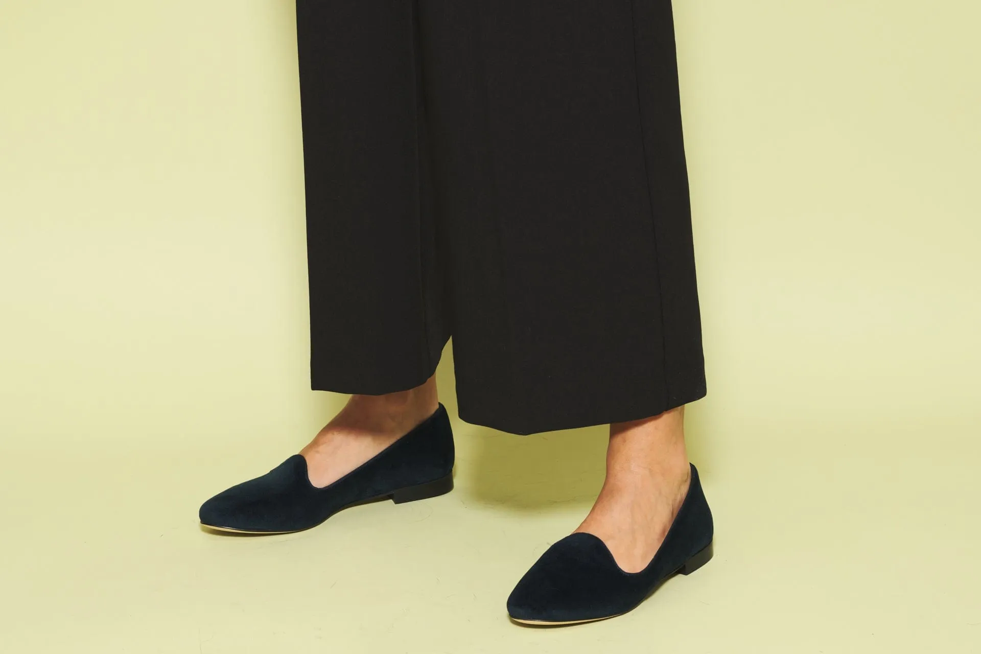 Tara Cotton Velvet Vegan Loafers | Navy Blue