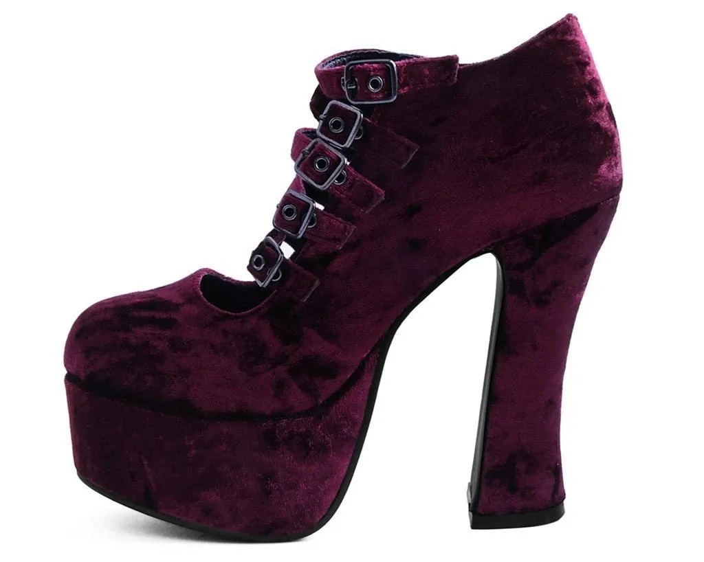 TUK A9437L Burgundy Velvet Strappy Spice Platform Heel