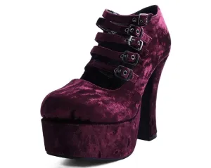 TUK A9437L Burgundy Velvet Strappy Spice Platform Heel