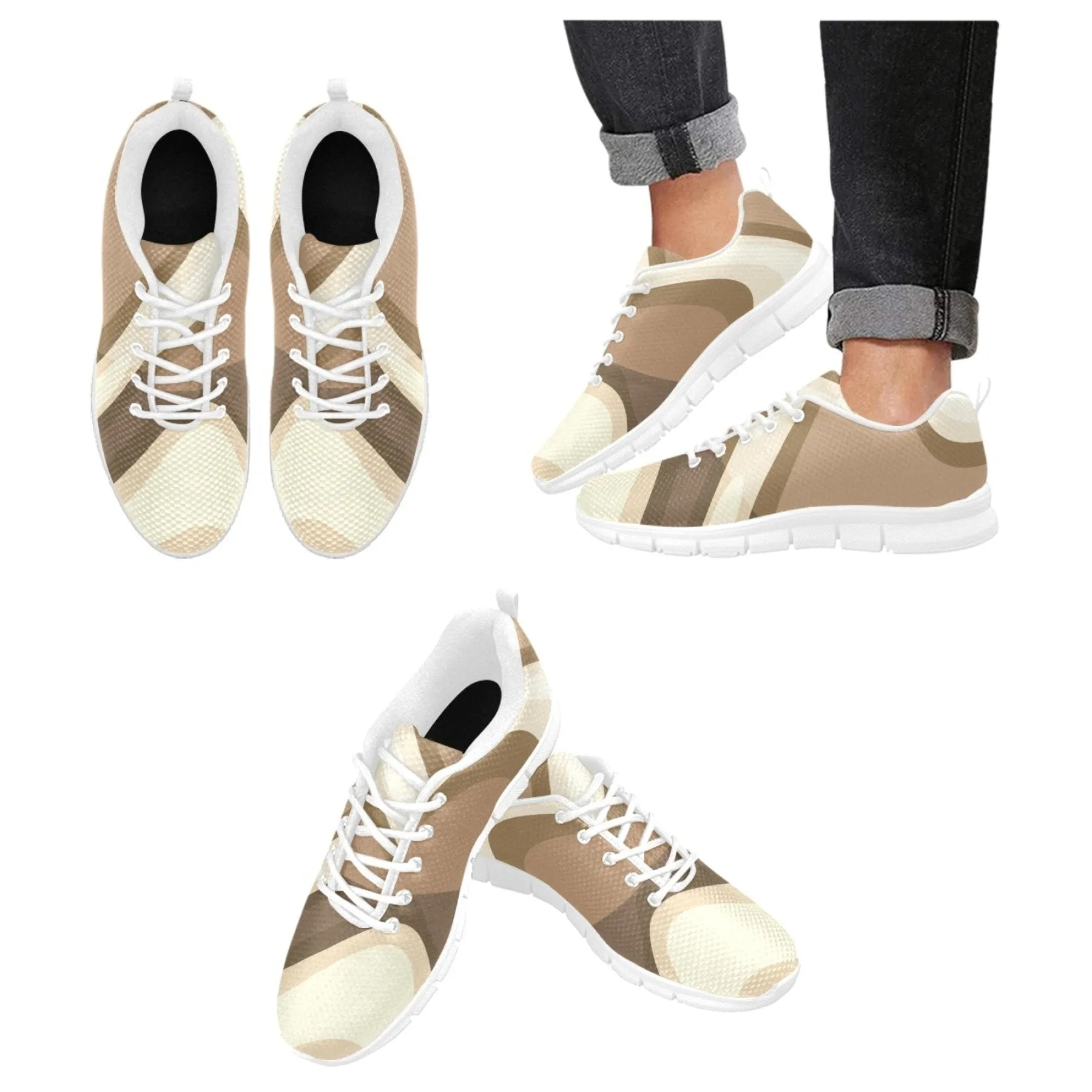 Uniquely You Womens Sneakers, Blue and White Aztec Print Running Shoes by inQue.Style