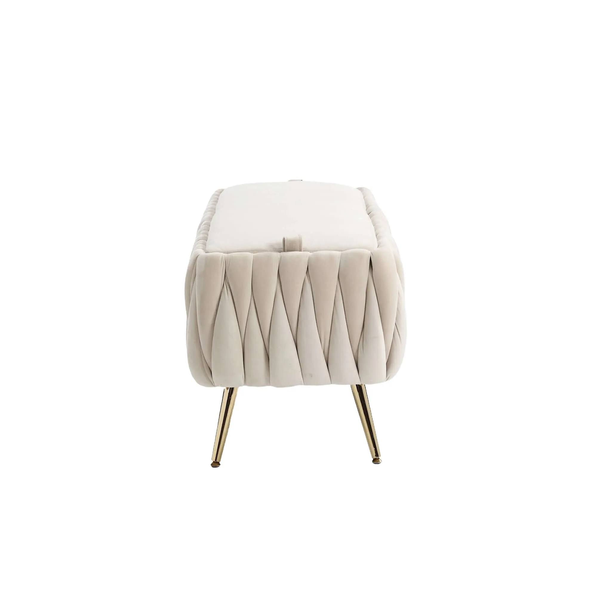 Upholstered Fabric Storage Ottoman Bench with Safety Hinge